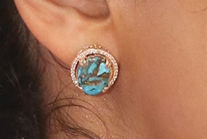 Copper Turquoise Diamond Gold Earrings