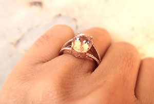 Morganite & Diamond Ring on Gold