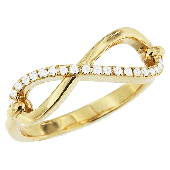 0.14ct Semi Diamond Infinity Ring on 14K Yellow Gold