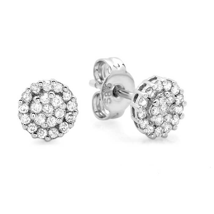0.27ct Invisible Diamond Stud Earrings 14K Gold