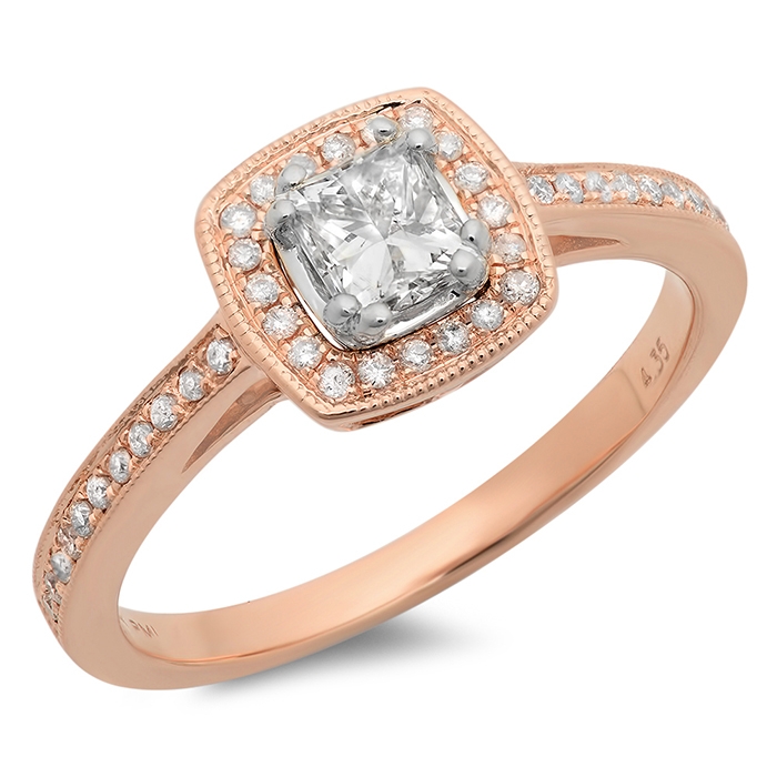0.44ct Princess Cut Diamond Ring on 14K Rose Gold