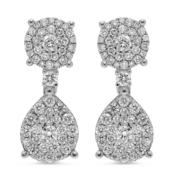 2.48ct Stud and Drop Diamond Earrings on White Gold