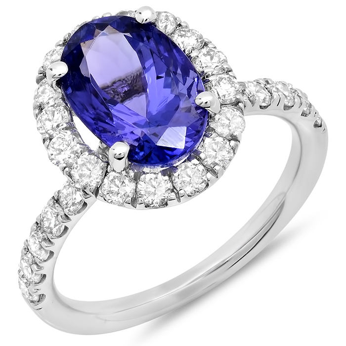 Inschrijven Drama uniek 3 carat Tanzanite Ring with diamond halo on 14K White Gold | Marctarian
