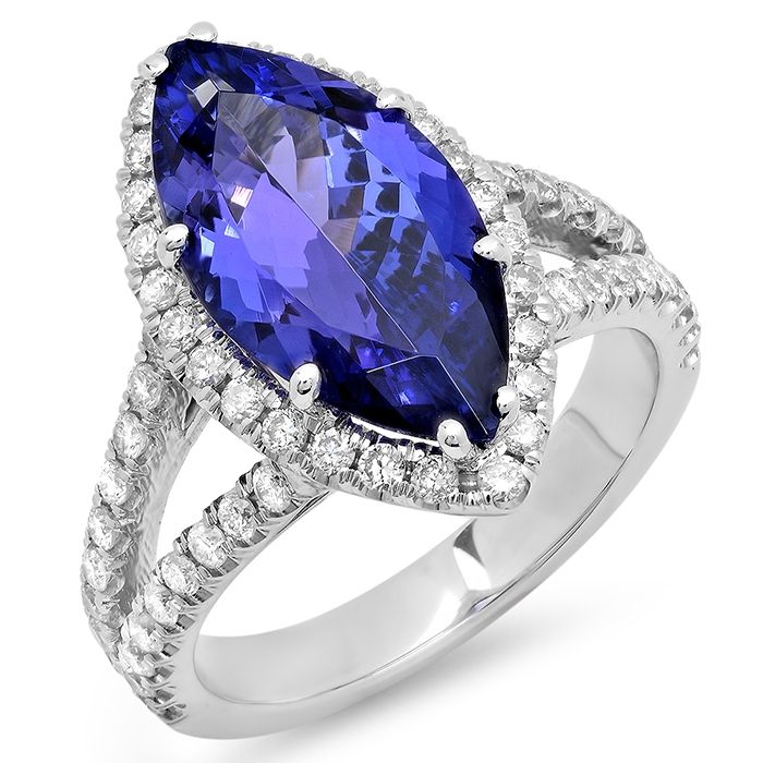 4.49ct Marquise Cut Tanzanite Ring on White Gold