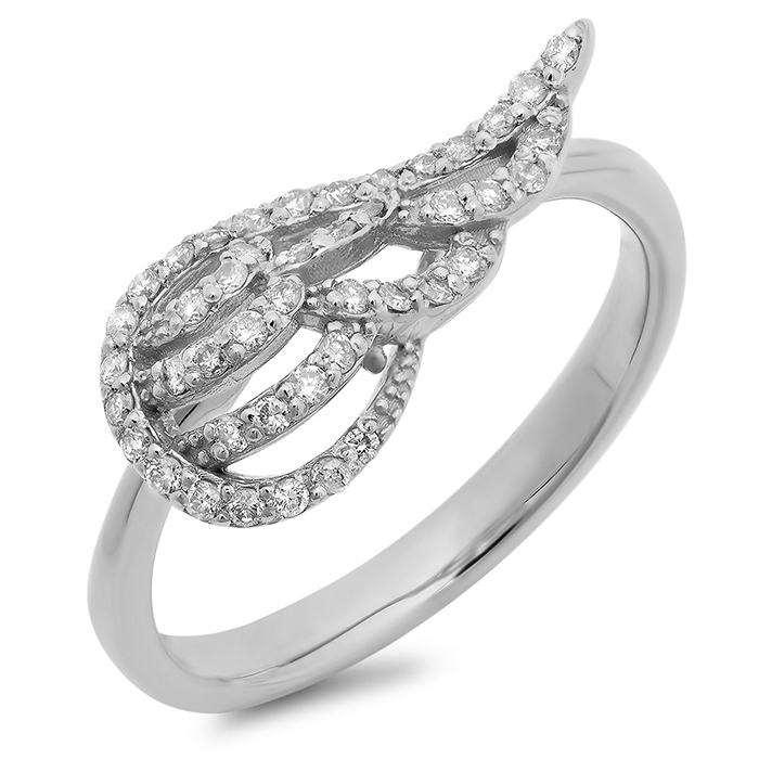 lexicon Metalen lijn Maaltijd Angel Wing Diamond Ring on 14K White Gold | Marctarian