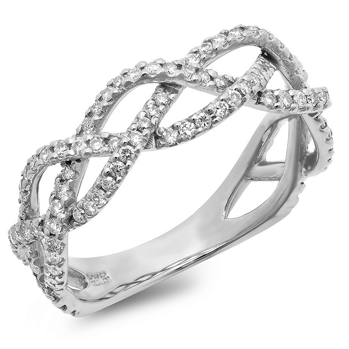 Diamond Accent Braided Ring on 14K White Gold