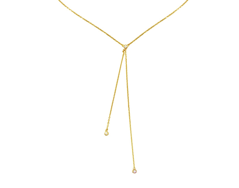 Diamond Y Necklace on 14K Yellow Gold