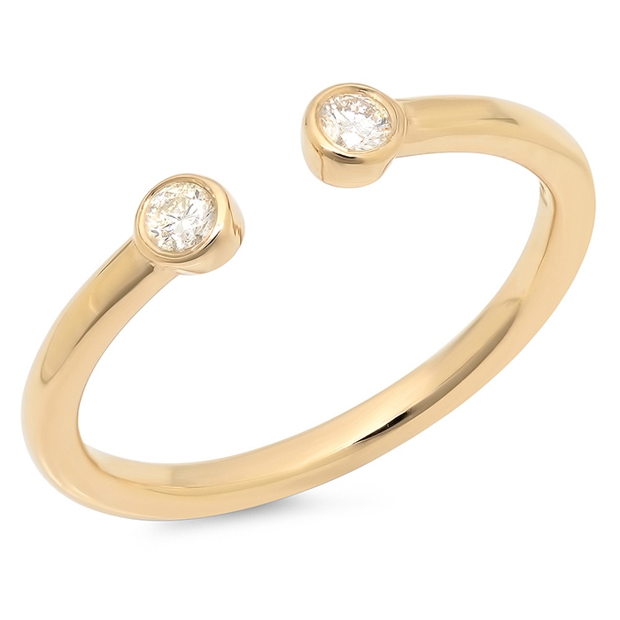 Omega Two Stone Diamond Ring on 14K Yellow Gold