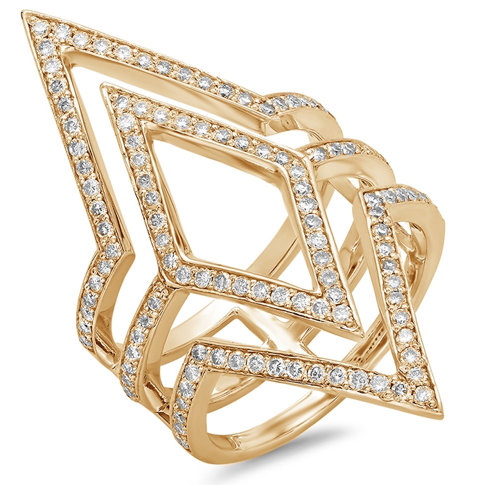 V style Diamond Fashion Ring on 14K Yellow Gold