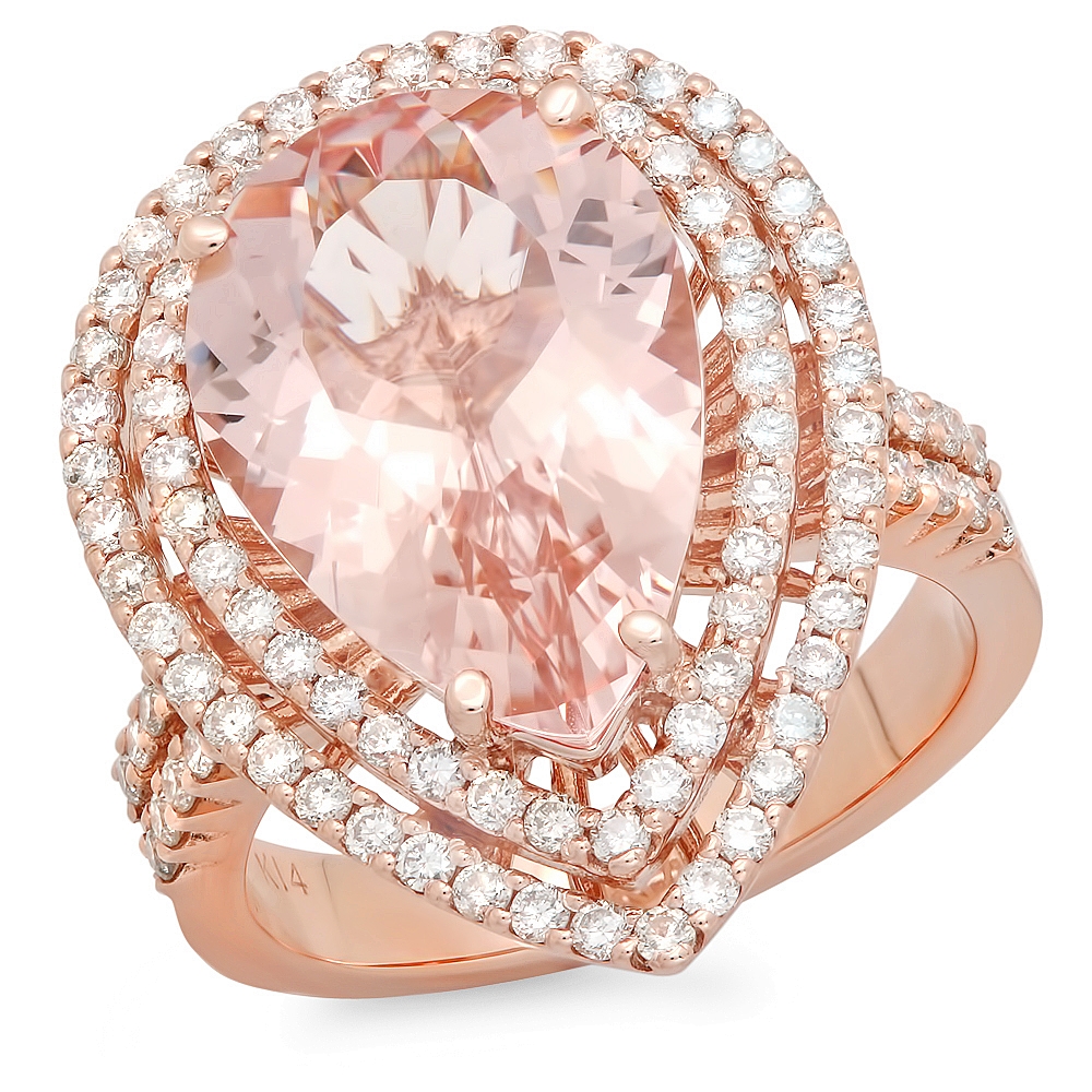 5 carat Pear Shaped Morganite Ring on Rose Gold | Marctarian