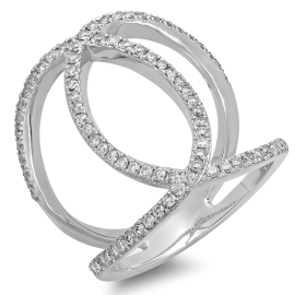 0.69ct Multi-Curve Double Diamond Ring on 14K White Gold