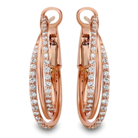 1.16ct Multi Hoop Diamond Earrings on 14K Rose Gold