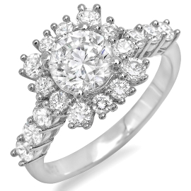 1 ct Brilliant Cut Diamond Engagement Ring on White Gold