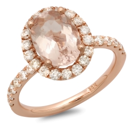 2.00ct Oval Morganite Engagement Ring on Rose Gold