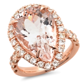 10 carat Pear Morganite Rose Gold Ring