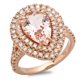 2.55ct Morganite Pear Engagement Ring on 14K Rose Gold