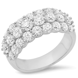2.84ct Three Row Diamond Fancy Ring on 14K White Gold