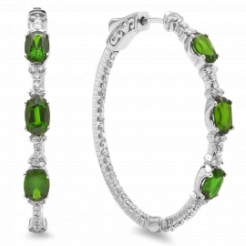 3.10ct Chrome Diopside Diamond Earrings on White Gold