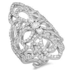 3 Stone Diamond Loop Fashion Ring on 14K Gold