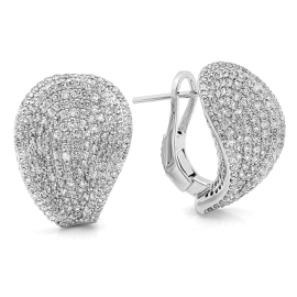 3D Diamond Cluster Earrings on 14K White Gold