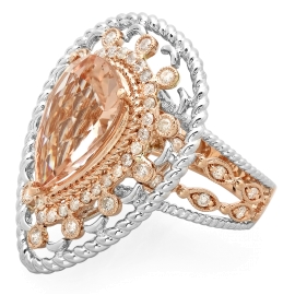 4.32ct Morganite and Diamond Ring on 14K Rose & White Gold