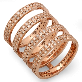 4 Row Diamond Fashion Ring on 14K Rose Gold