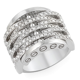 Contemporary Block Diamond Ring on 14K White Gold