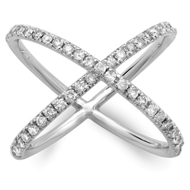Diamond X Ring on 14K White Gold