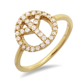 Diamond Accent Peace Ring on 14K Yellow Gold