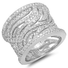 Diamond Block Ring on 14K White Gold