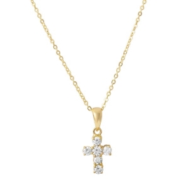 Diamond Cross Necklace Yellow Gold Small