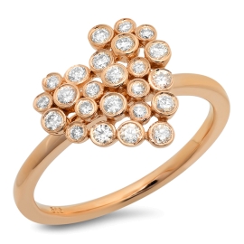 Diamond Heart Cluster Ring on 14K Yellow Gold