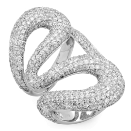 White Diamond Swirl Ring on 14K White Gold