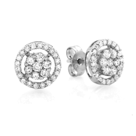 0.73 ctw Invisible Diamond Halo Earrings on 14K White Gold 