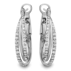 1.16 ct Multi Hoop Diamond Earrings on 14K White Gold