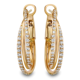 1.16 ct Multi Hoop Diamond Earrings on 14K Yellow Gold