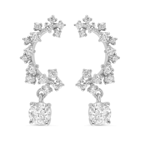 2.1 ct Diamond Stud & Drop Earrings on White Gold