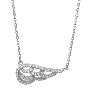 Diamond Angel Wing Necklace on 14K White Gold