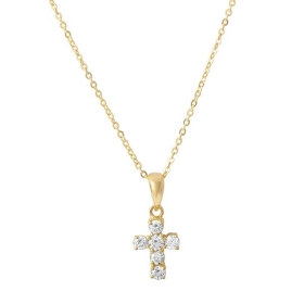 Diamond Cross Necklace on 14K Gold