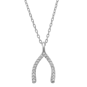 Diamond Wishbone Necklace on 14K White Gold