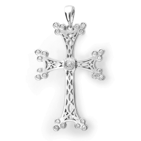Armenian Diamond Cross Necklace on 14K Gold