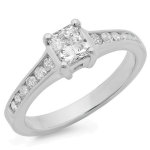 1.11 ctw Princess Cut Engagement Ring White Gold