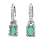 1.37ct Green Tourmaline and Diamond Drop Earrings on White Gold