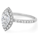 1 carat Marquise Engagement Ring with Diamond Halo on White Gold