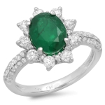 1.56ct Emerald and Diamond Ring on 14k White Gold