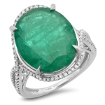 10.57ct Emerald and Diamond Ring on 14k White Gold