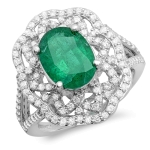 2.26ct Emerald and Diamond Ring on 14k White Gold