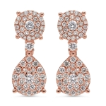 2.48ct Stud and Drop Diamond Earrings on Rose Gold