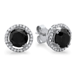 2.7ct Black Diamond Earrings with Halo on 14K White Gold