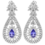 5.38ct Tanzanite and Diamond Chandelier Earrings on 14K White Gold
